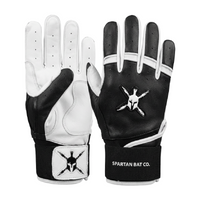 Black and white batting gloves with Spartan Bat Co. logo on a white background