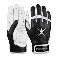 Black and white batting gloves with Spartan Bat Co. logo on a white background