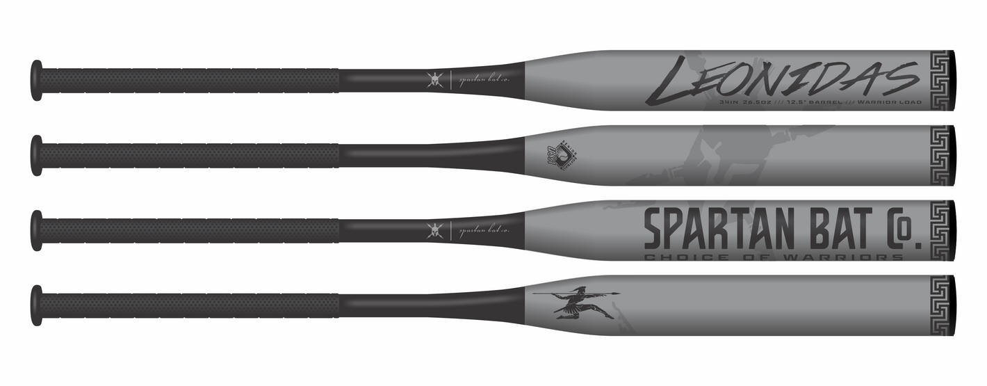 4-angle view of Leonidas 1pc End Loaded Senior Softball Bat - 12.5 inch, SSUSA Approved, showcasing its sleek design and end-loaded feature for enhanced power and control.