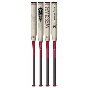 Three softball bats with 'Messiah' branding on a white background