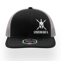 Black and gray cap with Spartan Bat Co logo on a white background