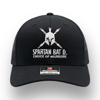 Black cap with Spartan logo and text on a white background