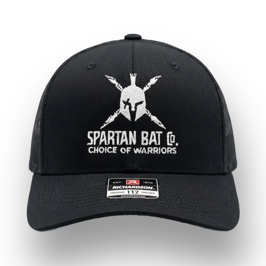 Black cap with Spartan logo and text on a white background