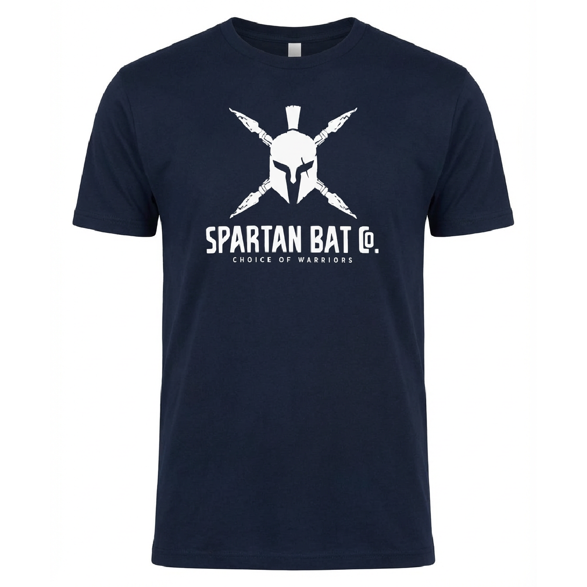 Black t-shirt with Spartan logo and text on a white background