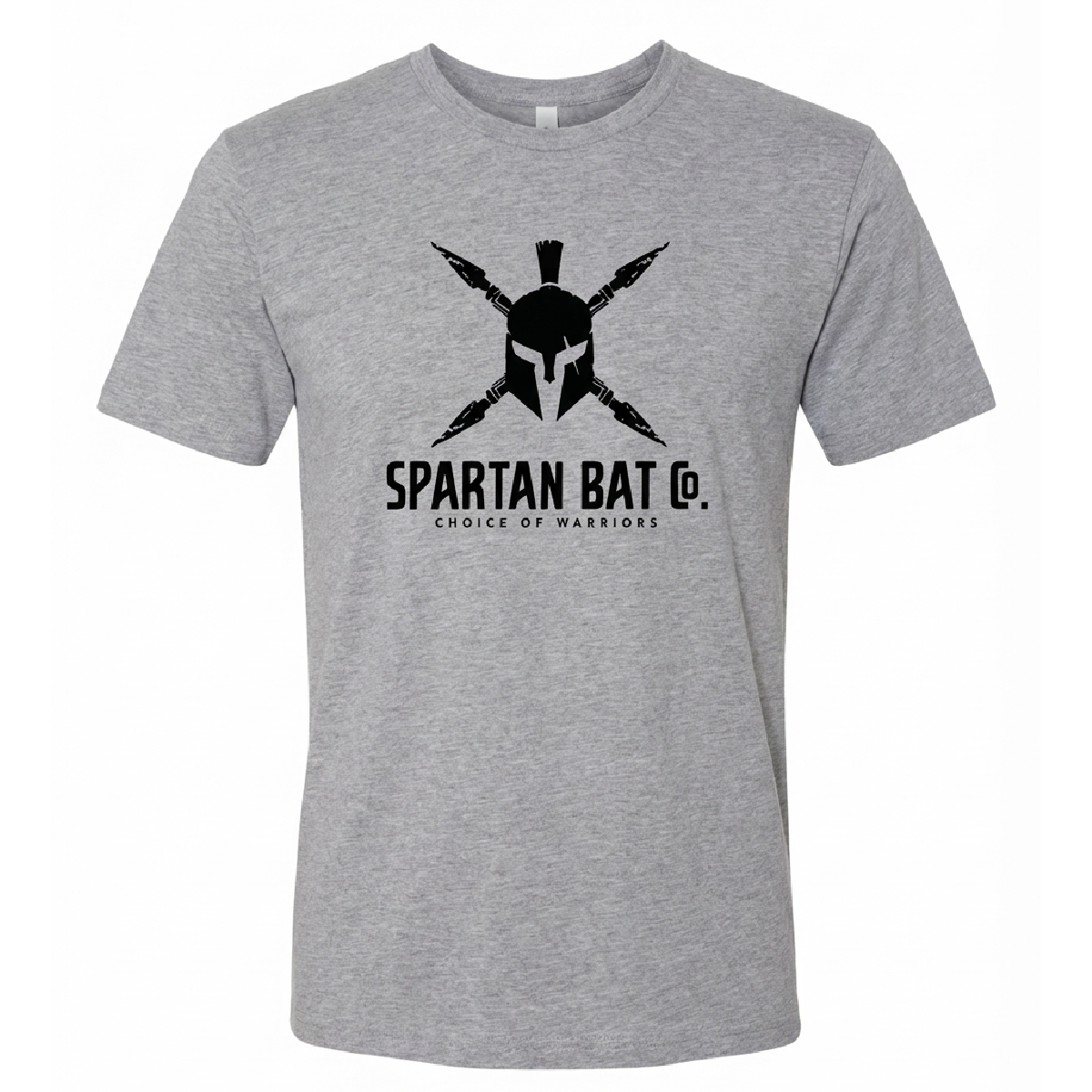 Gray t-shirt with Spartan logo and text on a white background