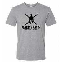 Gray t-shirt with Spartan logo and text on a white background
