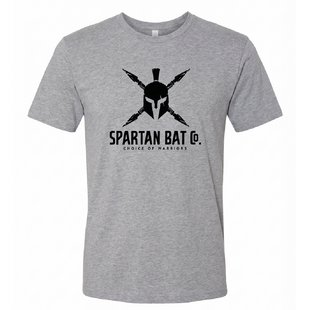 Gray t-shirt with Spartan logo and text on a white background