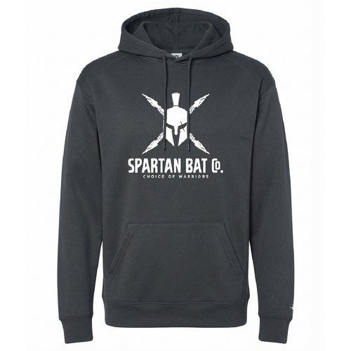 Black hoodie with Spartan logo and text on a white background